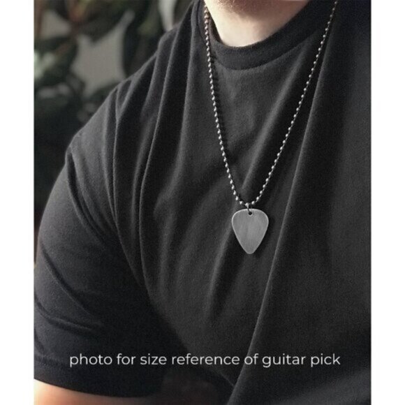 30 INCHES Brushed Stainless Steel Guitar Pick Necklace - Picture 3 of 5